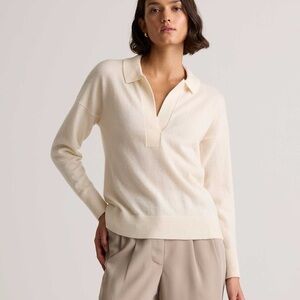 Quince Mongolian Cashmere Polo Cream Women's Sweater